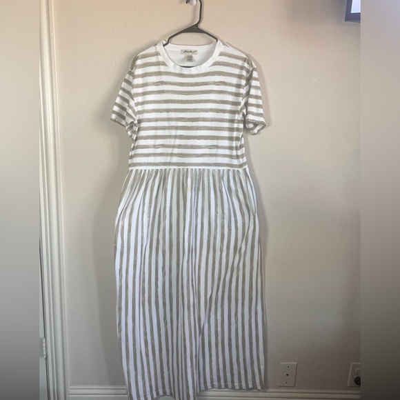 Eddie Bauer Women’s Tall Striped Cotton Midi Dress Size M - Picture 2 of 8